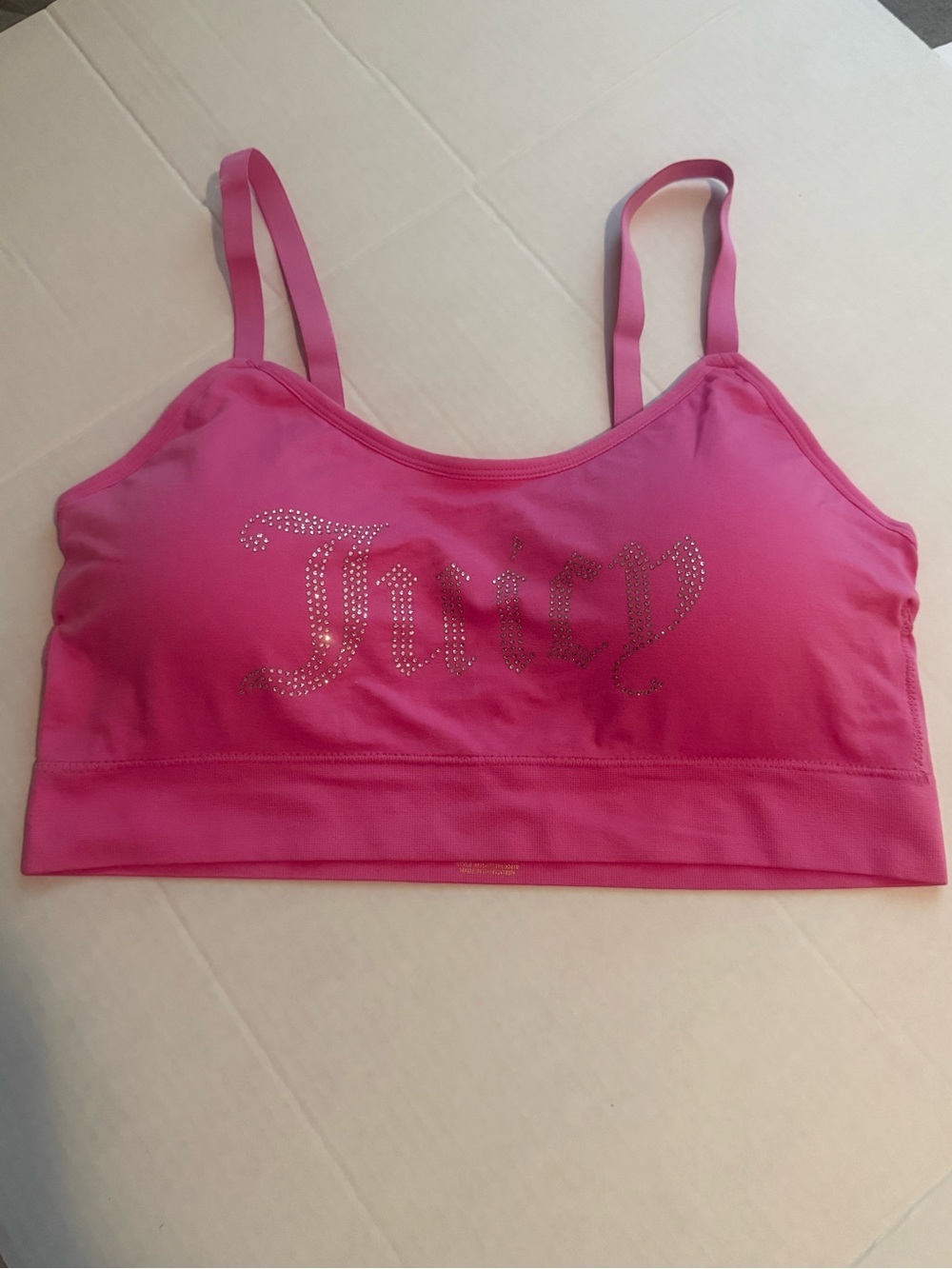 Juicy Couture Hot Pink Rhinestone Logo Sports Bralette NWOT